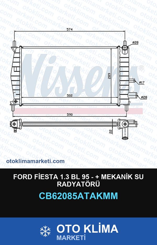 Ford Fiesta 1.3 Bl 95 - + Mekanik Su Radyatörü — SU RADYATÖRÜ — VEKA marka — Uyumlu: FORD