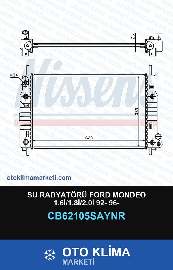 Su Radyatörü Ford Mondeo 1.6İ/1.8İ/2.0İ 92- 96- — SU RADYATÖRÜ — UNICORE marka — Uyumlu: FORD