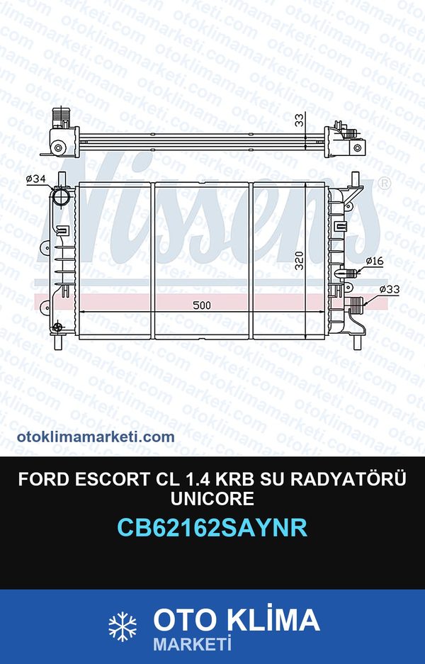 Ford Escort Cl 1.4 Krb Su Radyatörü Unicore — SU RADYATÖRÜ — UNICORE marka — Uyumlu: FORD