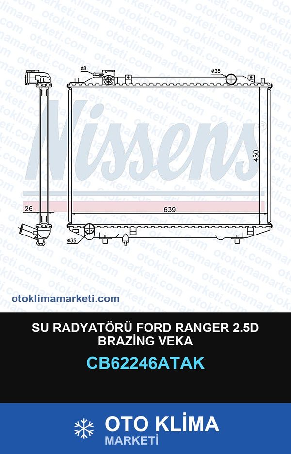 Su Radyatörü Ford Ranger 2.5D Brazing Veka — SU RADYATÖRÜ — VEKA marka — Uyumlu: FORD