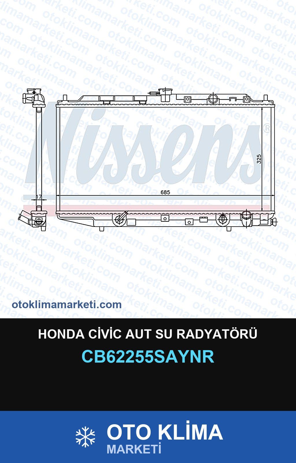 Honda Civic Aut Su Radyatörü — SU RADYATÖRÜ — UNICORE marka — Uyumlu: HONDA