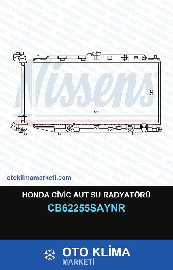 Honda Civic Aut Su Radyatörü — SU RADYATÖRÜ — UNICORE marka — Uyumlu: HONDA