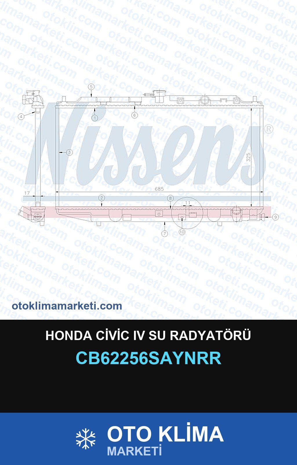Honda Civic IV (4) Su Radyatörü — SU RADYATÖRÜ — UNICORE marka — Uyumlu: HONDA