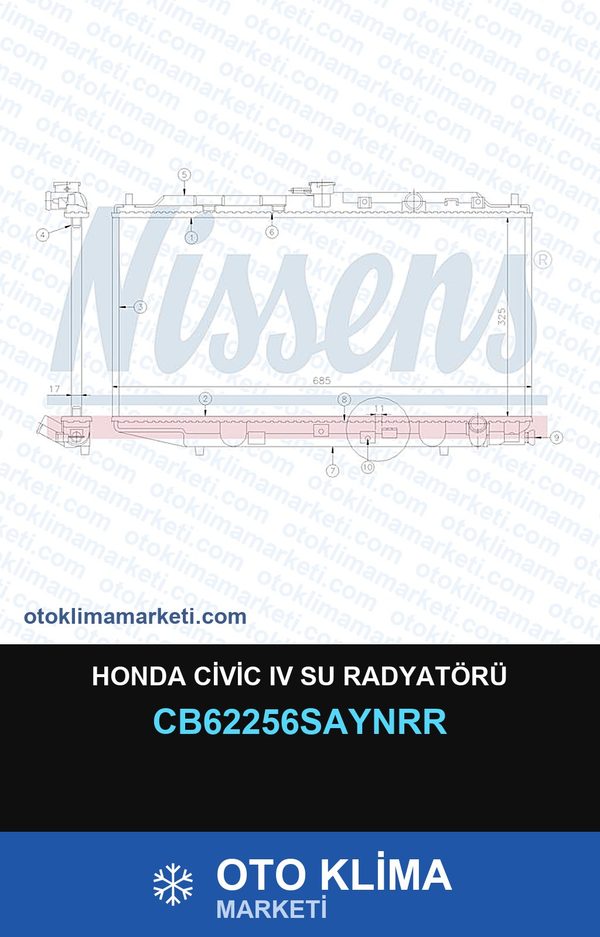 Honda Civic IV (4) Su Radyatörü — SU RADYATÖRÜ — UNICORE marka — Uyumlu: HONDA