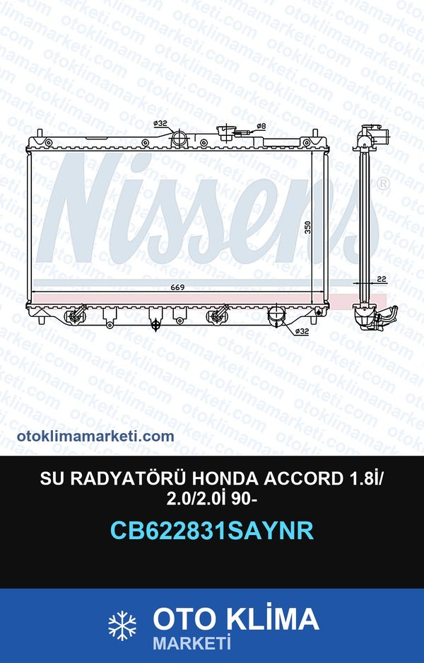 Su Radyatörü Honda Accord 1.8İ/ 2.0/2.0İ 90- — SU RADYATÖRÜ — UNICORE marka — Uyumlu: HONDA