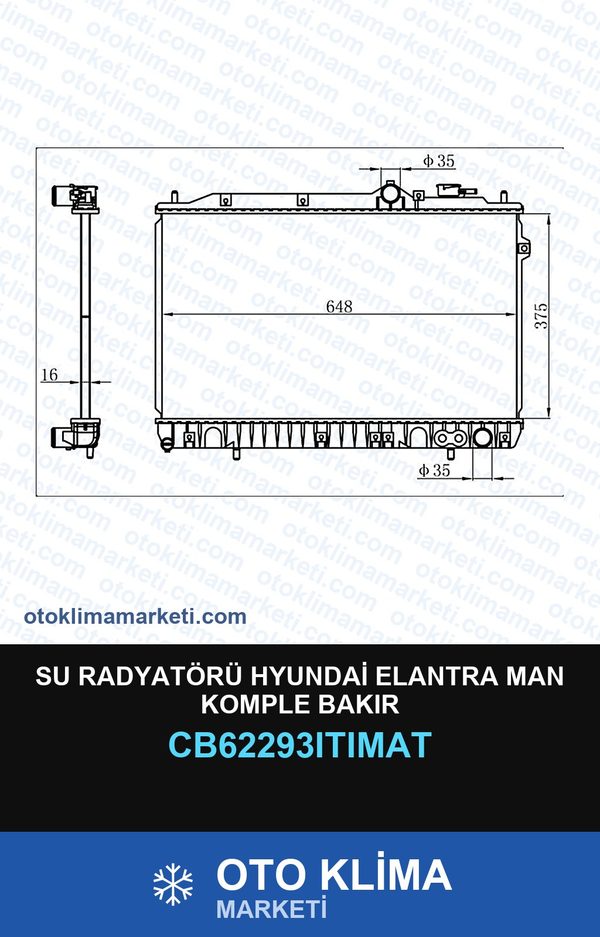 Su Radyatörü Hyundai Elantra MAN Komple Bakır — SU RADYATÖRÜ — SRF marka — Uyumlu: HYUNDAI, MAN