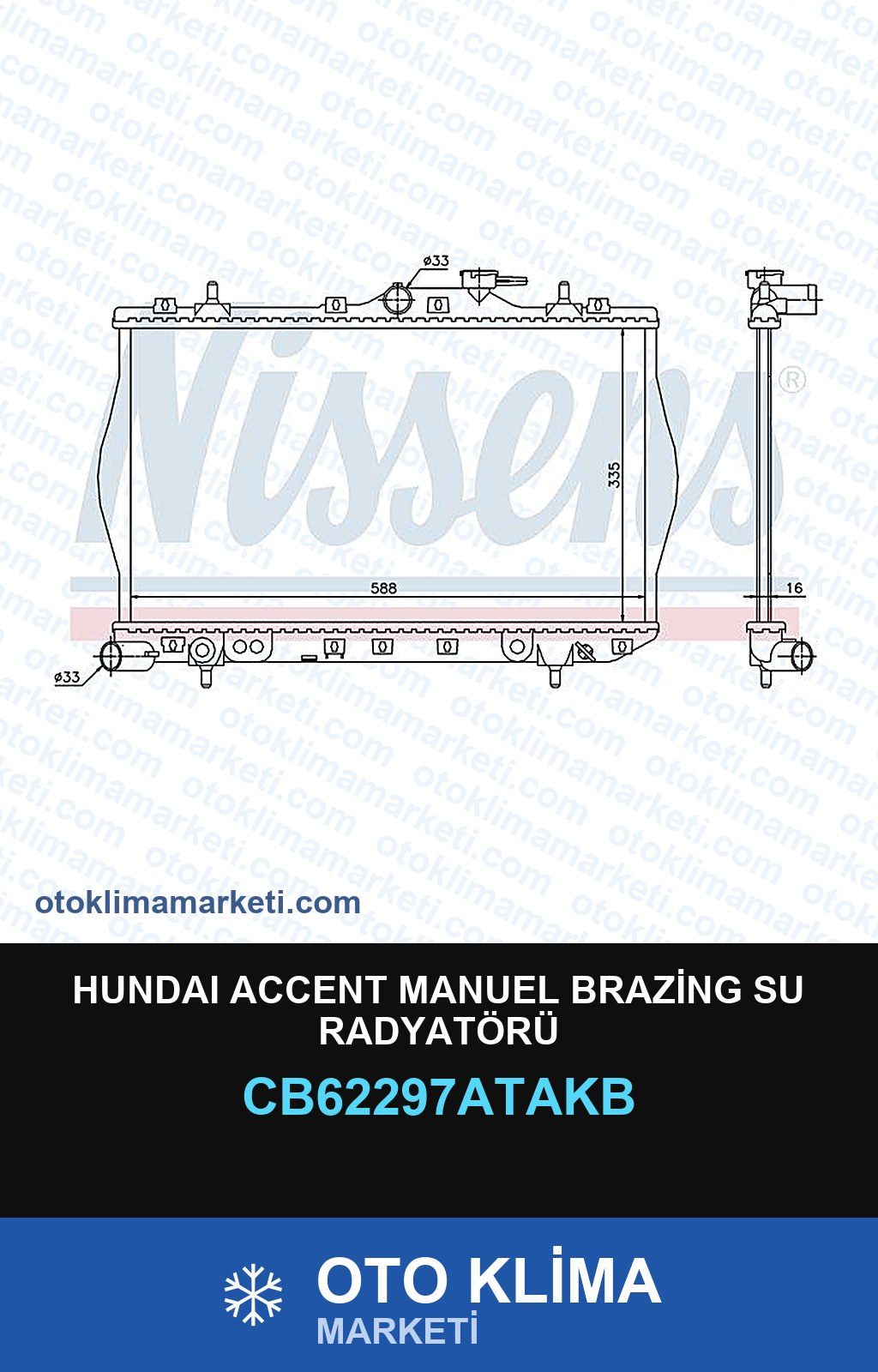 Hundaı Accent Manuel Brazing Su Radyatörü — SU RADYATÖRÜ — VEKA marka — Uyumlu: HYUNDAI