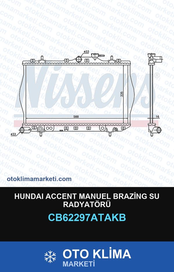 Hundaı Accent Manuel Brazing Su Radyatörü — SU RADYATÖRÜ — VEKA marka — Uyumlu: HYUNDAI