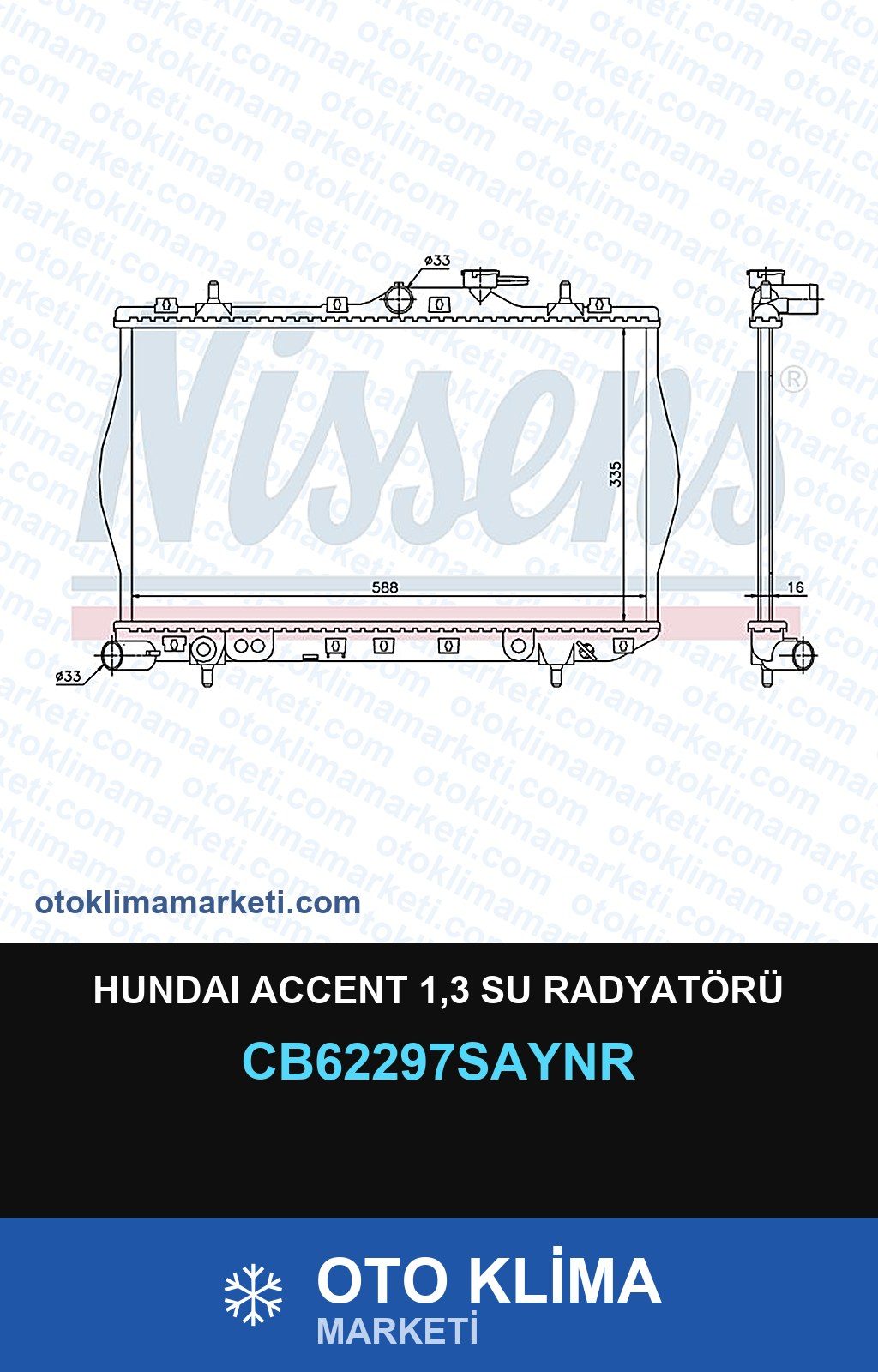 Hundaı Accent 1,3 Su Radyatörü — SU RADYATÖRÜ — UNICORE marka — Uyumlu: HYUNDAI