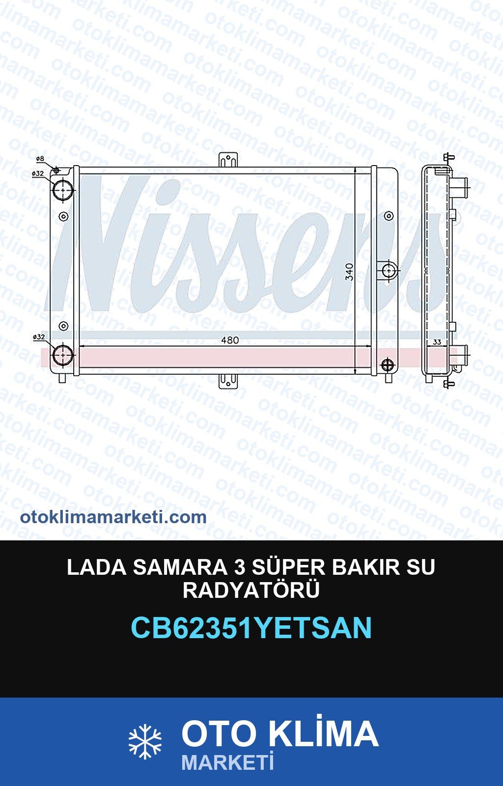 Lada Samara 3 Süper Bakır Su Radyatörü — SU RADYATÖRÜ — YETSAN marka