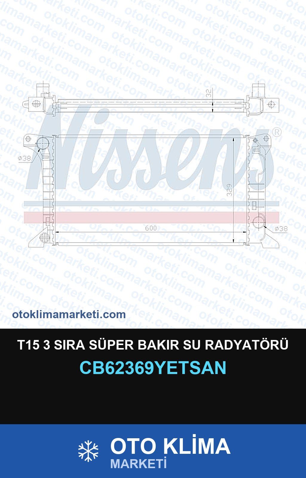 T15 3 Sıra Süper Bakır Su Radyatörü — SU RADYATÖRÜ — YETSAN marka