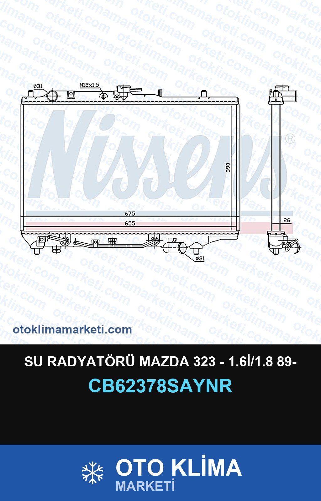 Su Radyatörü Mazda 323 - 1.6İ/1.8 89- — SU RADYATÖRÜ — UNICORE marka — Uyumlu: MAZDA
