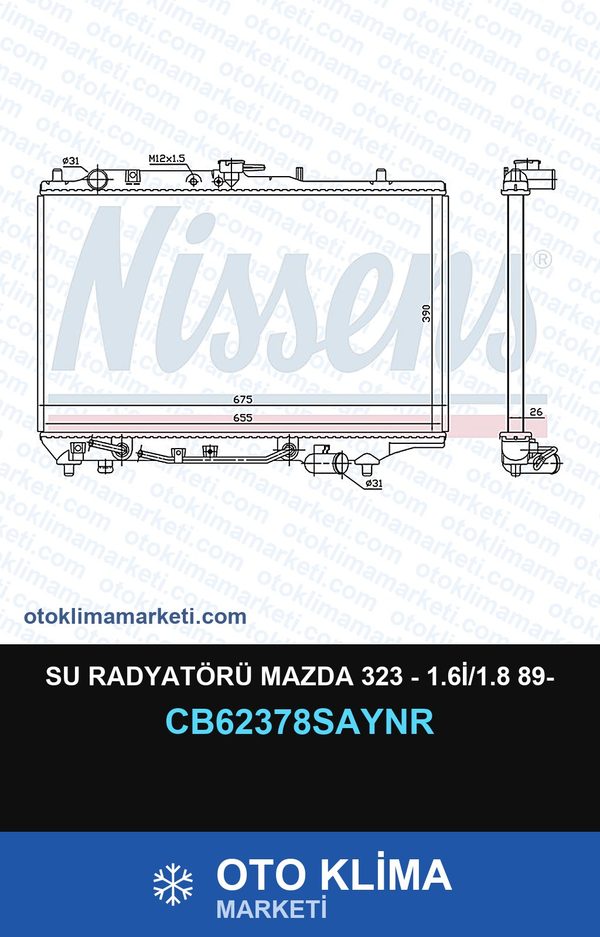 Su Radyatörü Mazda 323 - 1.6İ/1.8 89- — SU RADYATÖRÜ — UNICORE marka — Uyumlu: MAZDA