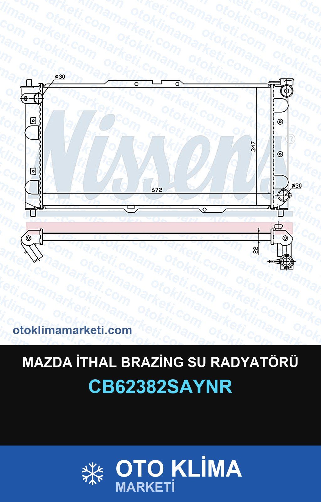 Mazda İthal Brazing Su Radyatörü — SU RADYATÖRÜ — UNICORE marka — Uyumlu: MAZDA