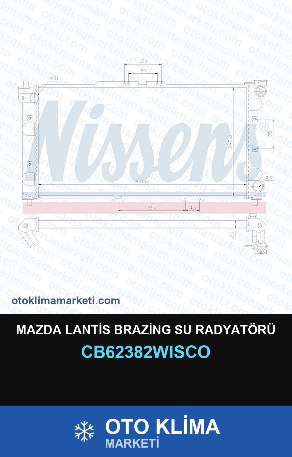 Mazda Lantis Brazing Su Radyatörü — SU RADYATÖRÜ — WISCO marka — Uyumlu: MAZDA