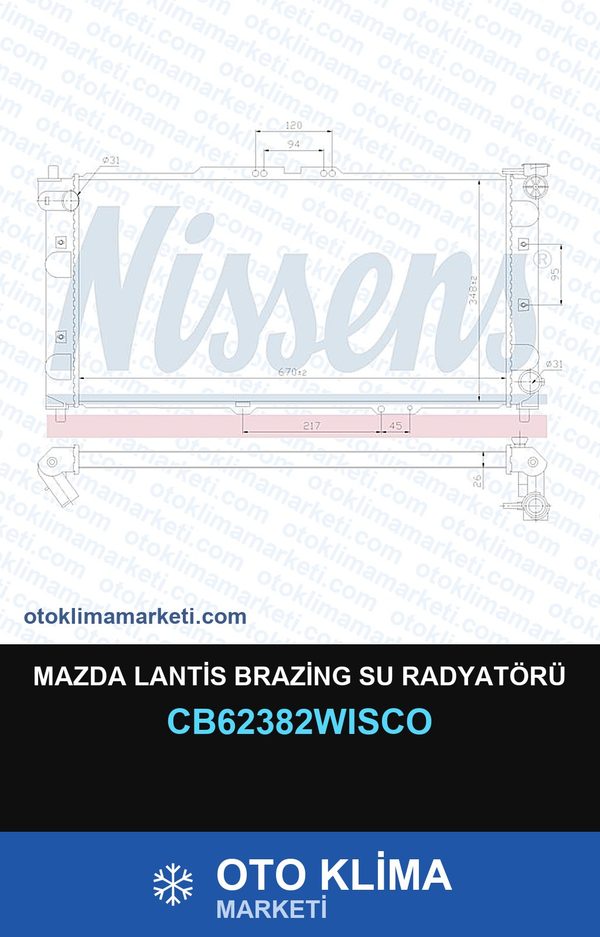Mazda Lantis Brazing Su Radyatörü — SU RADYATÖRÜ — WISCO marka — Uyumlu: MAZDA
