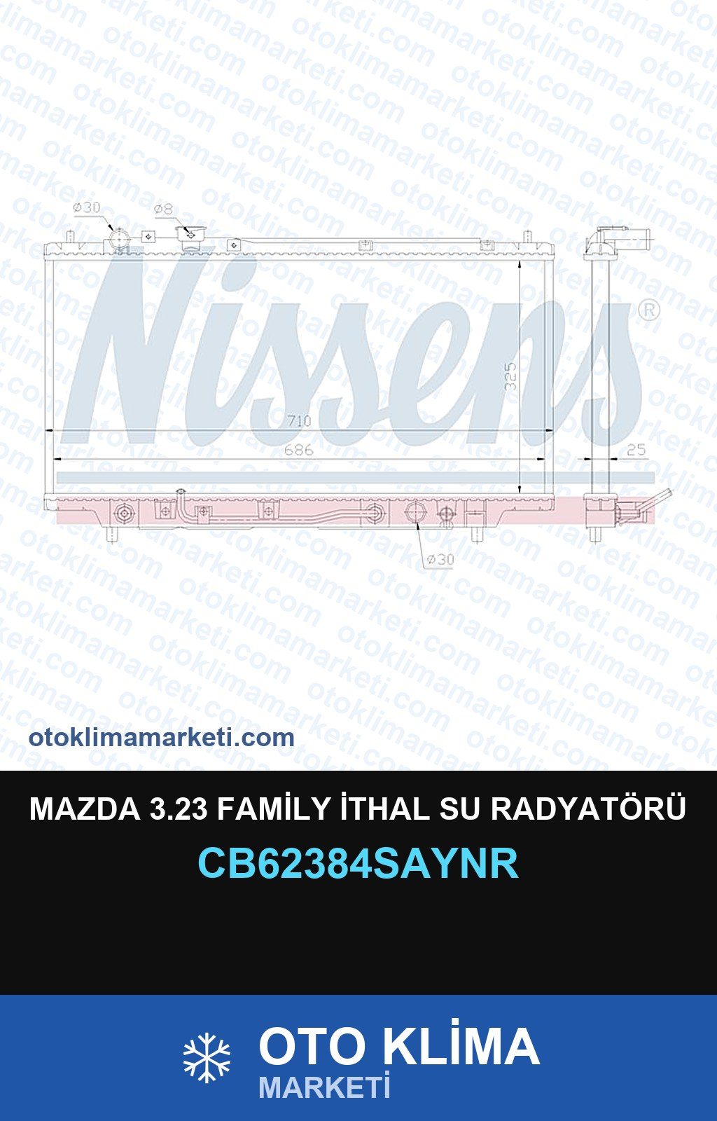Mazda 3.23 Family İthal Su Radyatörü — SU RADYATÖRÜ — UNICORE marka — Uyumlu: MAZDA