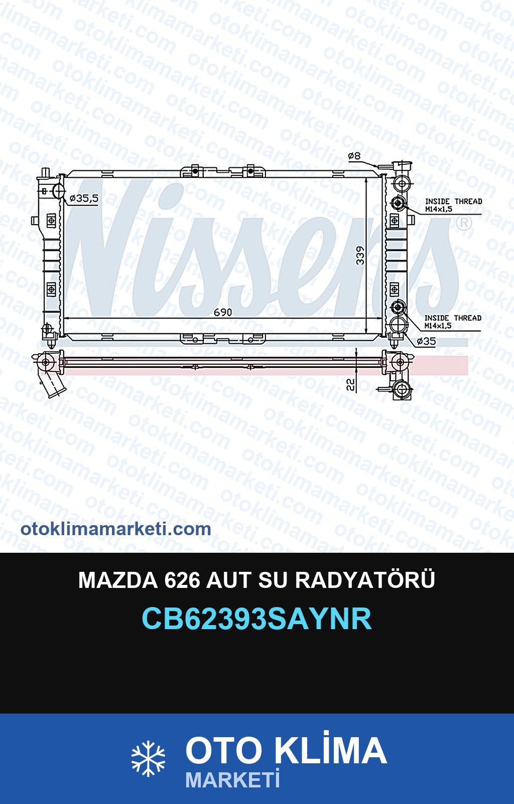 Mazda 626 Aut Su Radyatörü — SU RADYATÖRÜ — UNICORE marka — Uyumlu: MAZDA