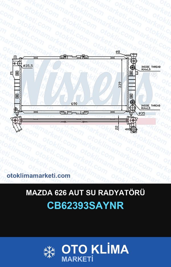 Mazda 626 Aut Su Radyatörü — SU RADYATÖRÜ — UNICORE marka — Uyumlu: MAZDA