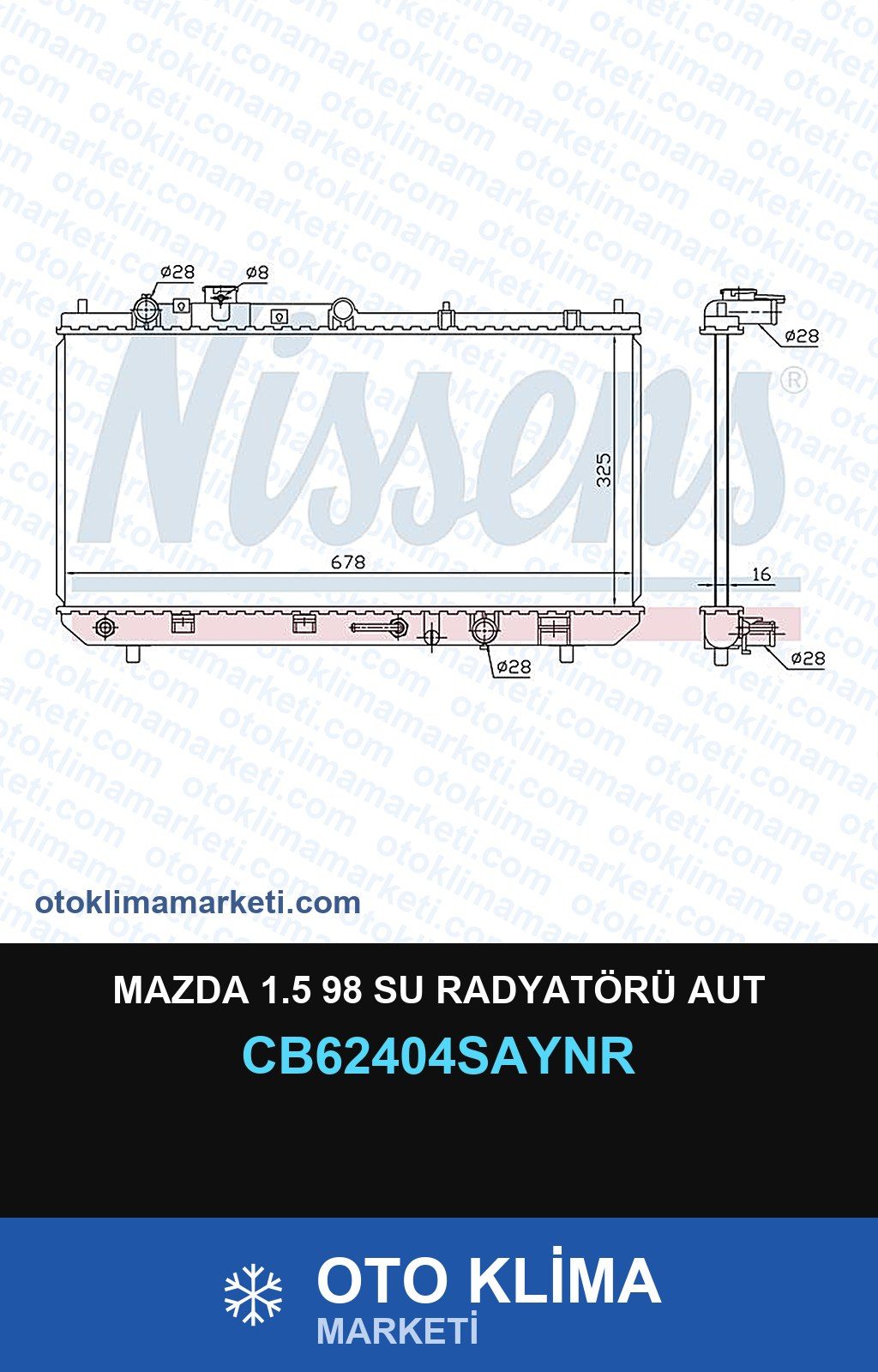Mazda 1.5 98 Su Radyatörü Aut — SU RADYATÖRÜ — UNICORE marka — Uyumlu: MAZDA