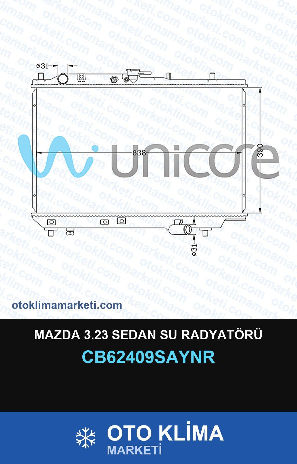 Mazda 3.23 Sedan Su Radyatörü — SU RADYATÖRÜ — UNICORE marka — Uyumlu: MAZDA