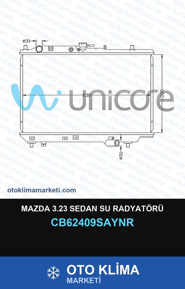 Mazda 3.23 Sedan Su Radyatörü — SU RADYATÖRÜ — UNICORE marka — Uyumlu: MAZDA