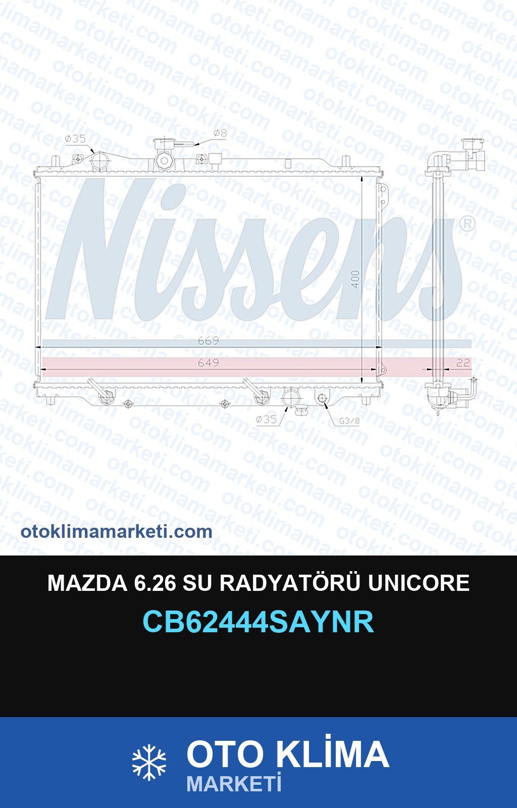 Mazda 6.26 Su Radyatörü Unicore — SU RADYATÖRÜ — UNICORE marka — Uyumlu: MAZDA