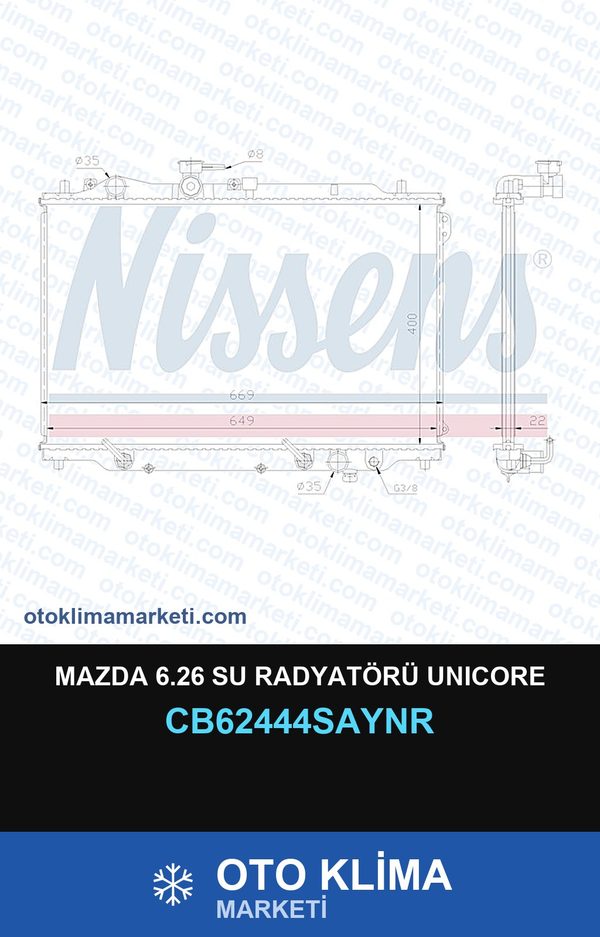 Mazda 6.26 Su Radyatörü Unicore — SU RADYATÖRÜ — UNICORE marka — Uyumlu: MAZDA
