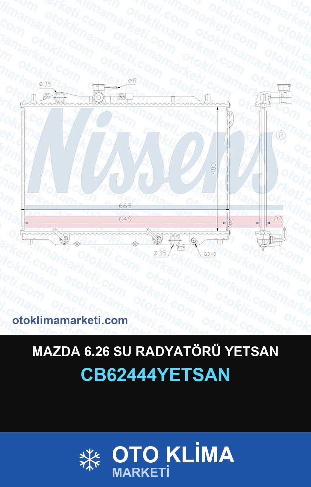 Mazda 6.26 Su Radyatörü Yetsan — SU RADYATÖRÜ — YETSAN marka — Uyumlu: MAZDA