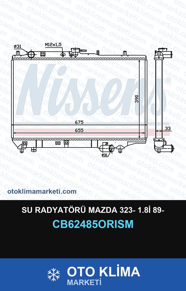 Su Radyatörü Mazda 323- 1.8İ 89- — SU RADYATÖRÜ — ORİS marka — Uyumlu: MAZDA