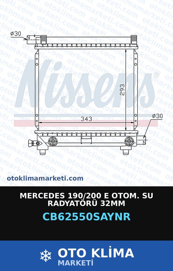 Mercedes 190/200 E Otom. Su Radyatörü 32MM — SU RADYATÖRÜ — UNICORE marka — Uyumlu: MERCEDES BENZ