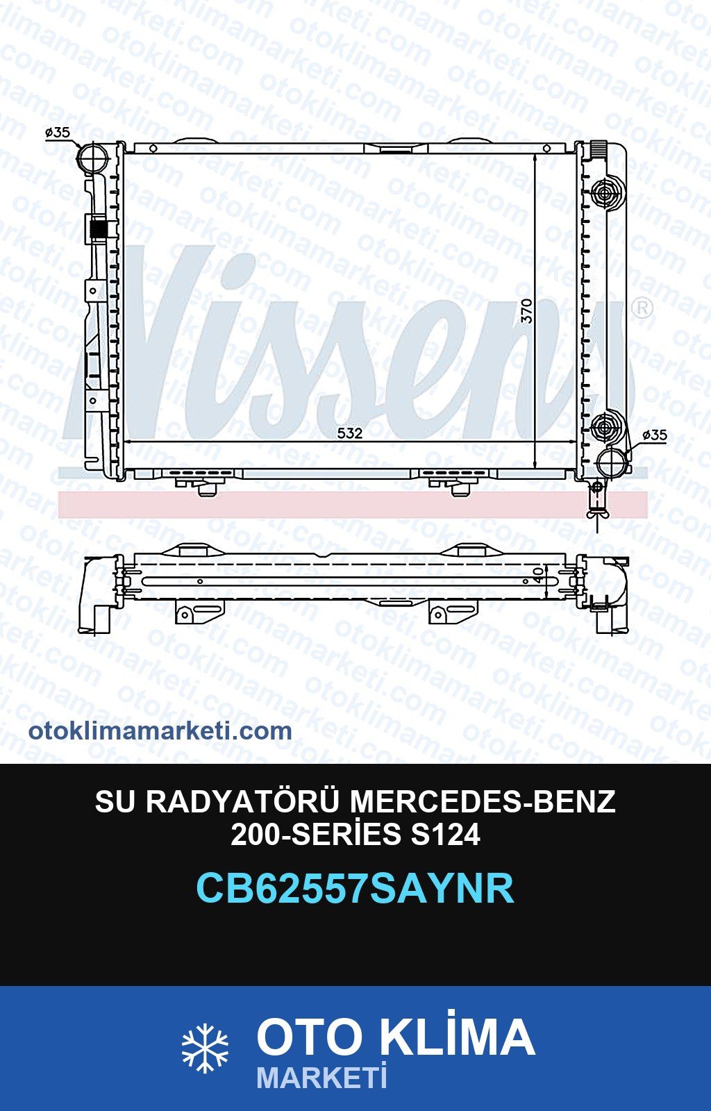 Su Radyatörü Mercedes-Benz 200-Series S124 — SU RADYATÖRÜ — UNICORE marka — Uyumlu: MERCEDES BENZ