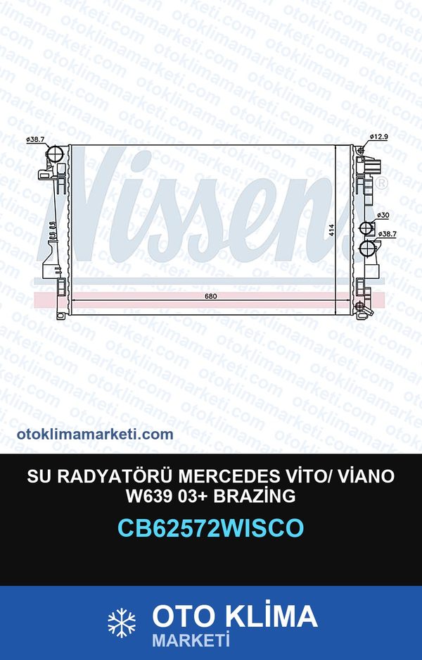 Su Radyatörü Mercedes Vito/ Viano W639 03+ Brazing — SU RADYATÖRÜ — WISCO marka — Uyumlu: MERCEDES BENZ