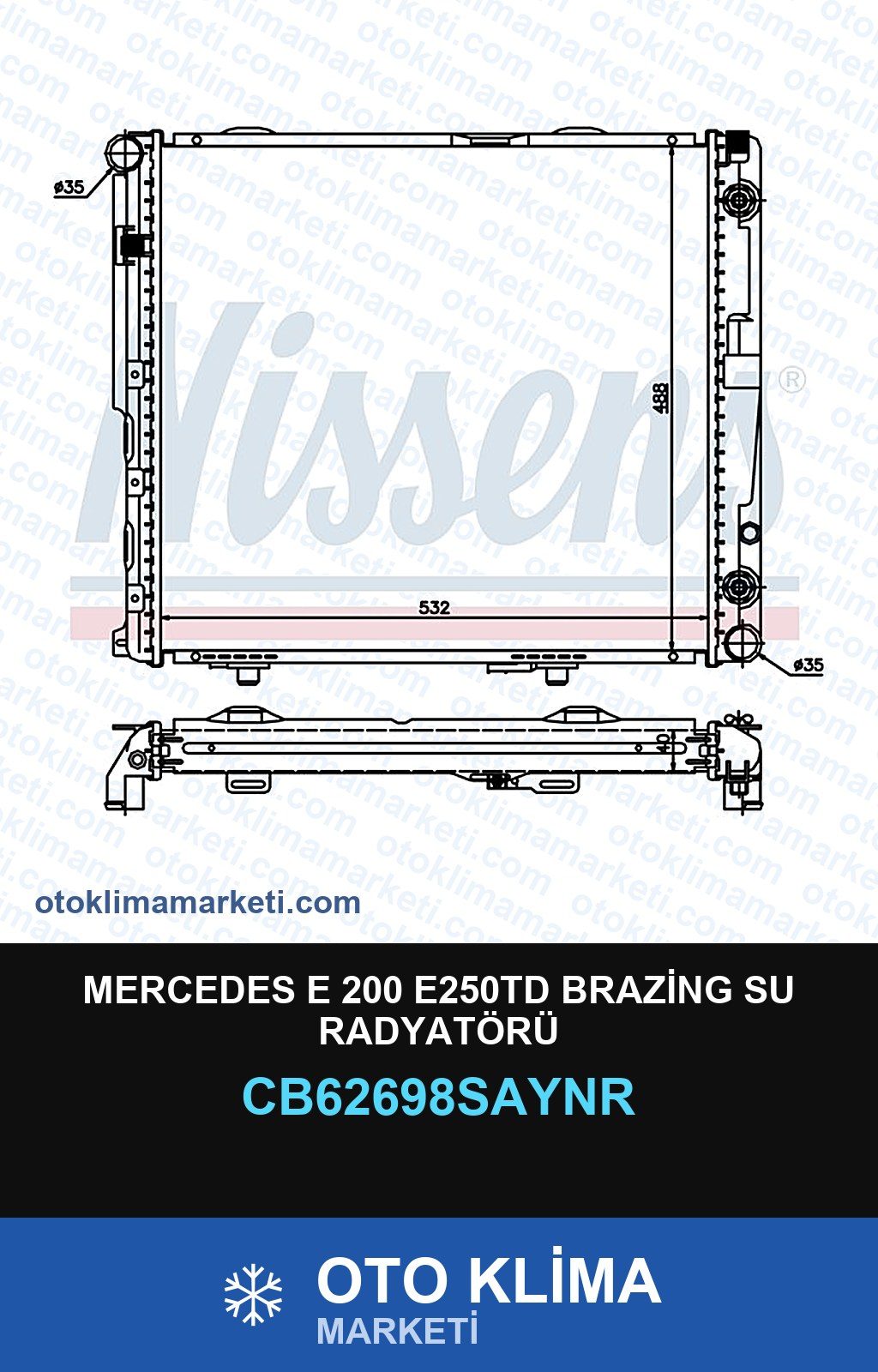 Mercedes E 200 E250TD Brazing Su Radyatörü — SU RADYATÖRÜ — UNICORE marka — Uyumlu: MERCEDES BENZ