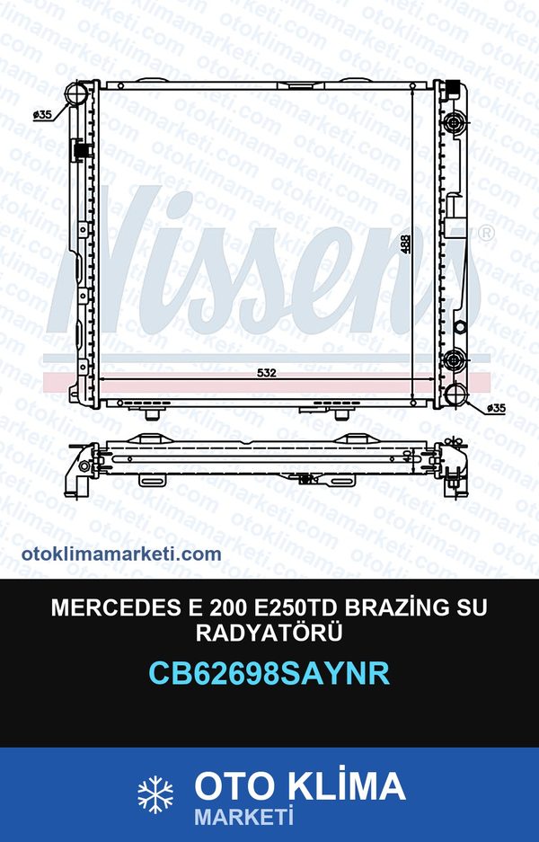 Mercedes E 200 E250TD Brazing Su Radyatörü — SU RADYATÖRÜ — UNICORE marka — Uyumlu: MERCEDES BENZ