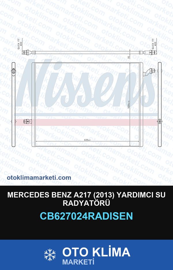 Mercedes Benz A217 (2013) Yardımcı Su Radyatörü — SU RADYATÖRÜ — RADİSEN marka — Uyumlu: MERCEDES BENZ