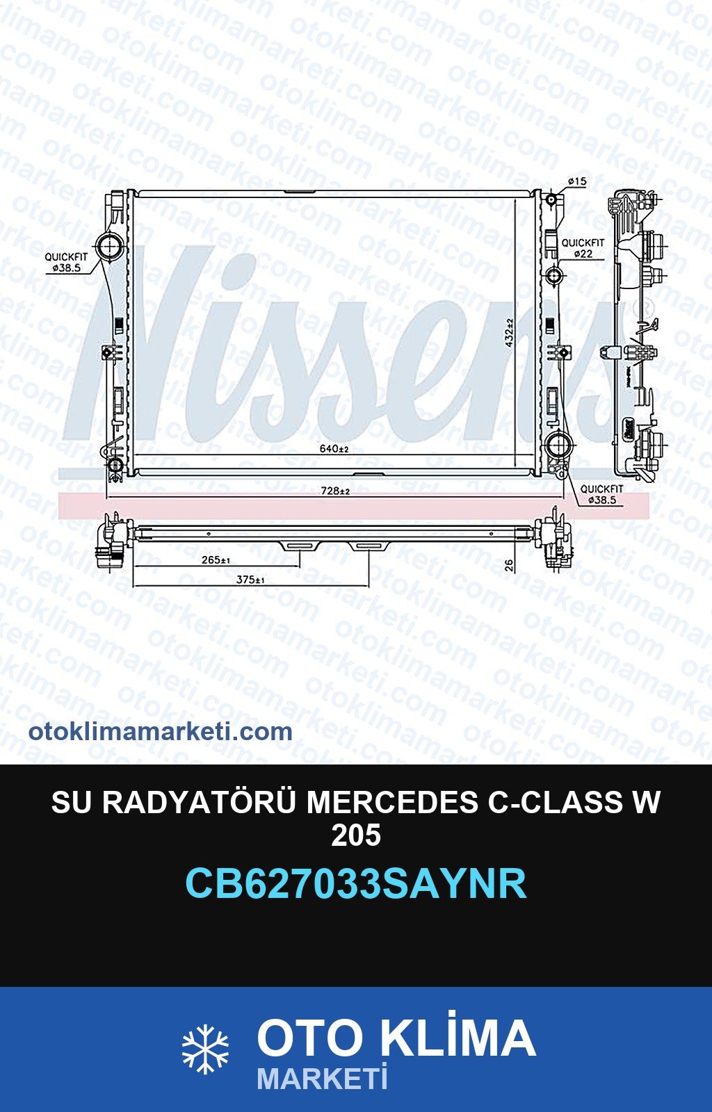 Su Radyatörü Mercedes C-Class W 205 — SU RADYATÖRÜ — UNICORE marka — Uyumlu: MERCEDES BENZ
