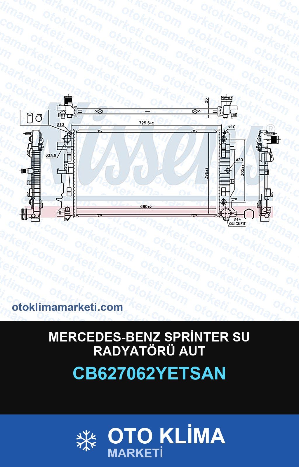 Mercedes-Benz Sprinter Su Radyatörü Aut — SU RADYATÖRÜ — YETSAN marka — Uyumlu: MERCEDES BENZ