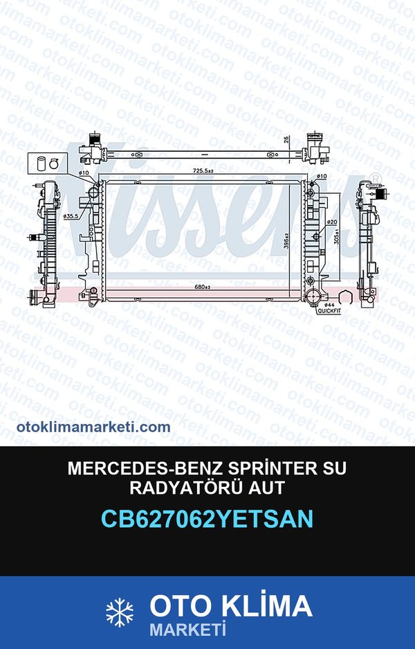Mercedes-Benz Sprinter Su Radyatörü Aut — SU RADYATÖRÜ — YETSAN marka — Uyumlu: MERCEDES BENZ