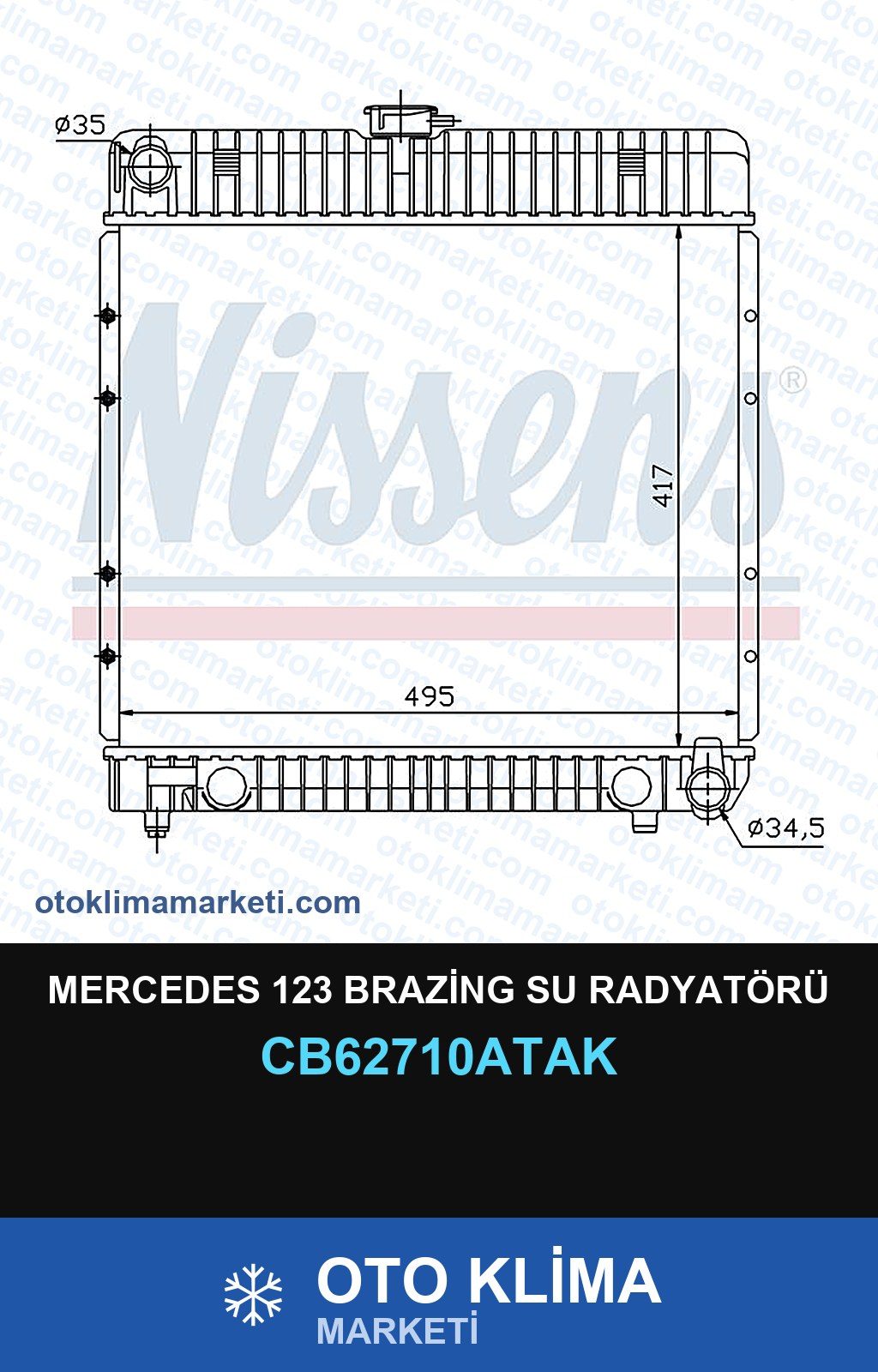 Mercedes 123 Brazing Su Radyatörü — SU RADYATÖRÜ — VEKA marka — Uyumlu: MERCEDES BENZ