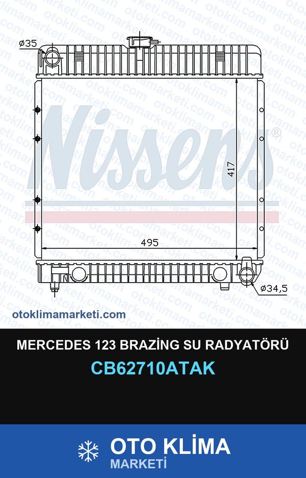 Mercedes 123 Brazing Su Radyatörü — SU RADYATÖRÜ — VEKA marka — Uyumlu: MERCEDES BENZ