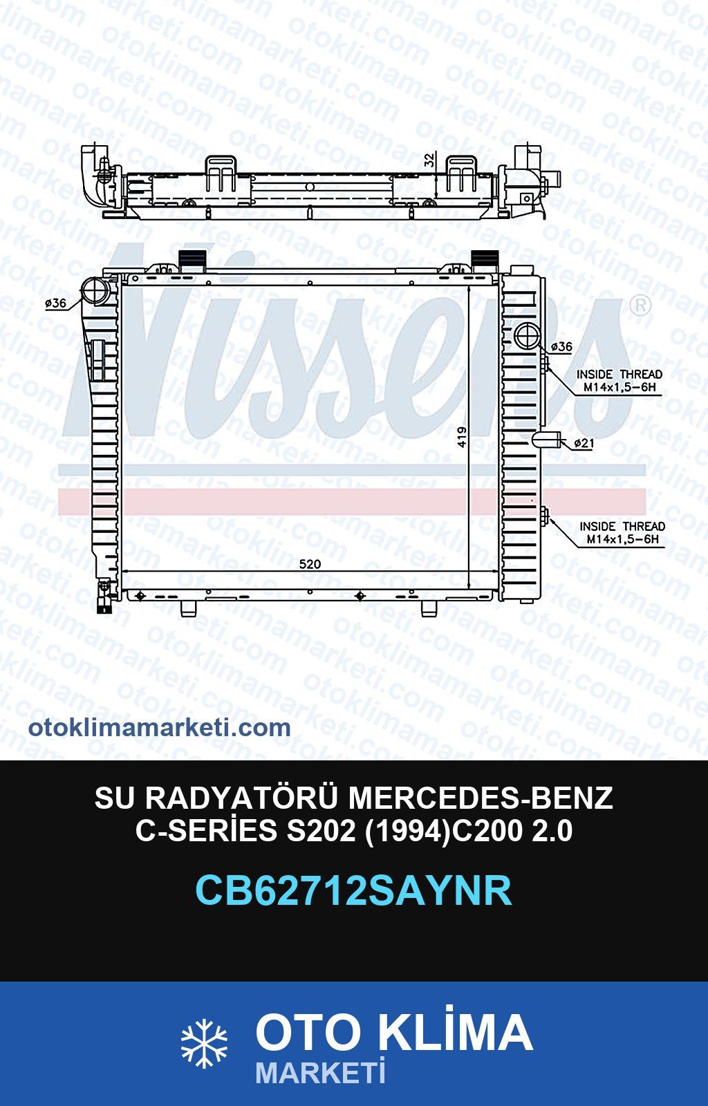 Su Radyatörü Mercedes-Benz C-Series S202 (1994)C200 2.0 — SU RADYATÖRÜ — UNICORE marka — Uyumlu: MERCEDES BENZ
