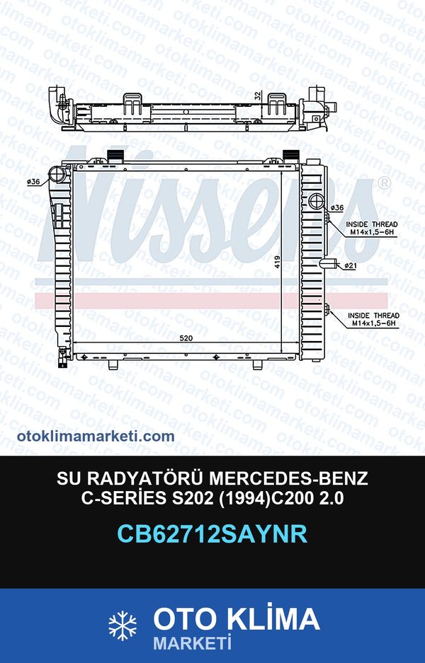 Su Radyatörü Mercedes-Benz C-Series S202 (1994)C200 2.0 — SU RADYATÖRÜ — UNICORE marka — Uyumlu: MERCEDES BENZ
