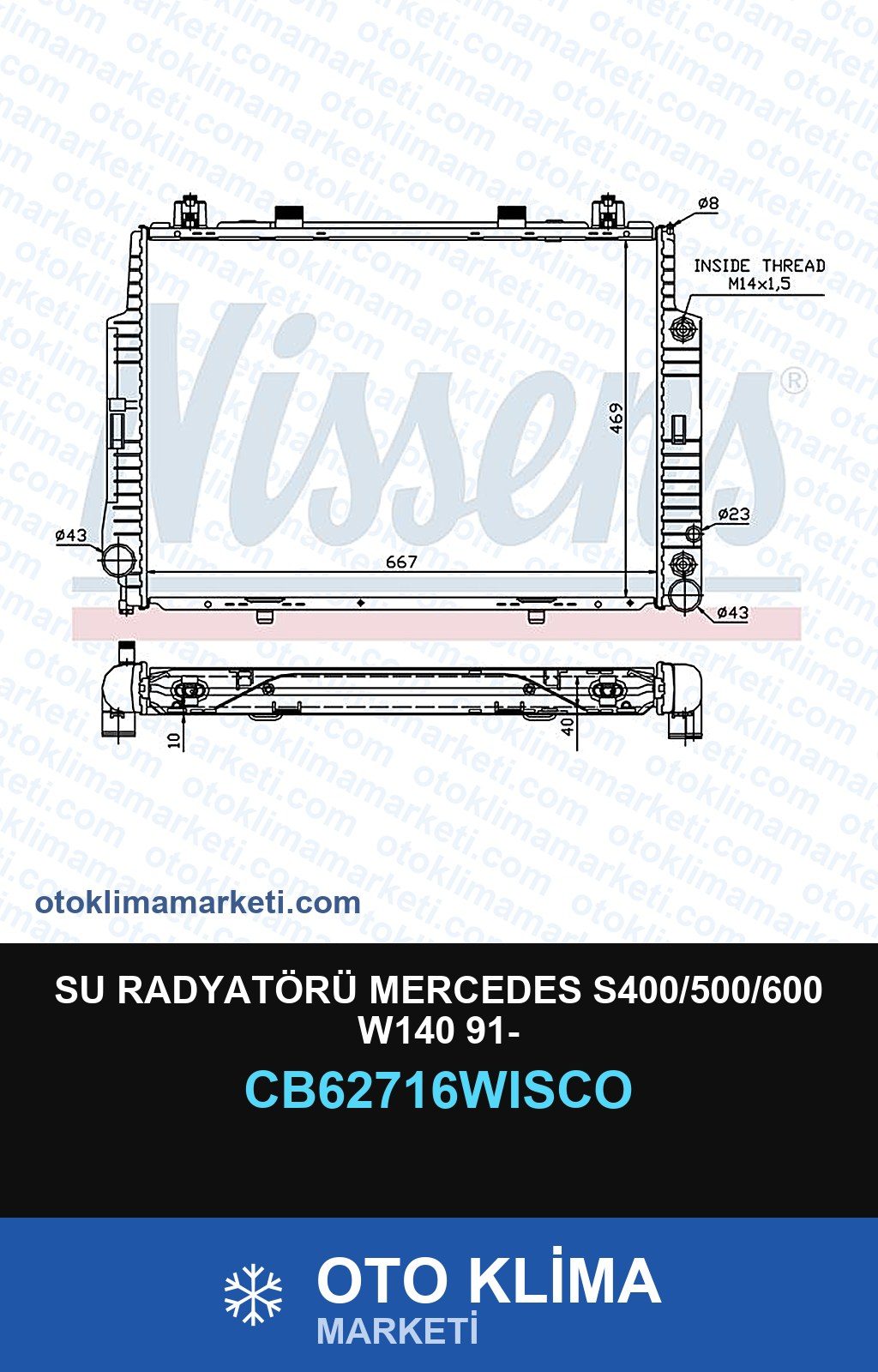 Su Radyatörü Mercedes S400/500/600 W140 91- — SU RADYATÖRÜ — WISCO marka — Uyumlu: MERCEDES BENZ