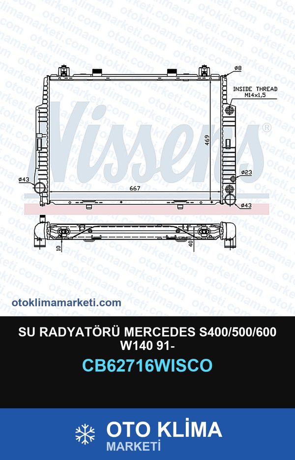 Su Radyatörü Mercedes S400/500/600 W140 91- — SU RADYATÖRÜ — WISCO marka — Uyumlu: MERCEDES BENZ