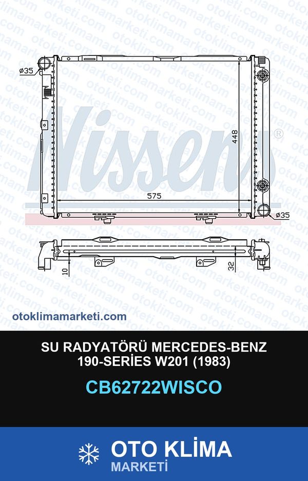Su Radyatörü Mercedes-Benz 190-Series W201 (1983) — SU RADYATÖRÜ — WISCO marka — Uyumlu: MERCEDES BENZ