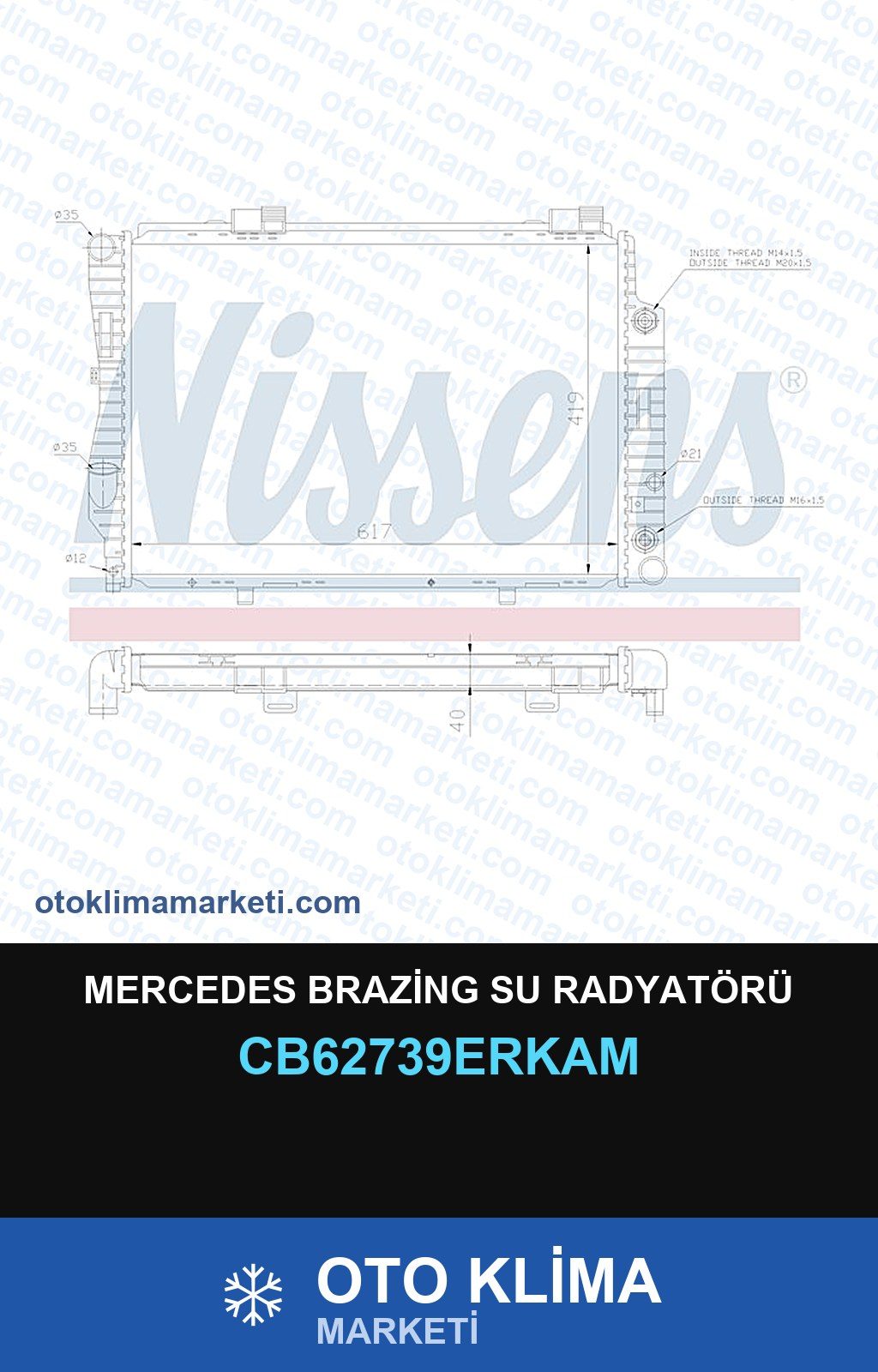 Mercedes Brazing Su Radyatörü — SU RADYATÖRÜ — ERKA marka — Uyumlu: MERCEDES BENZ