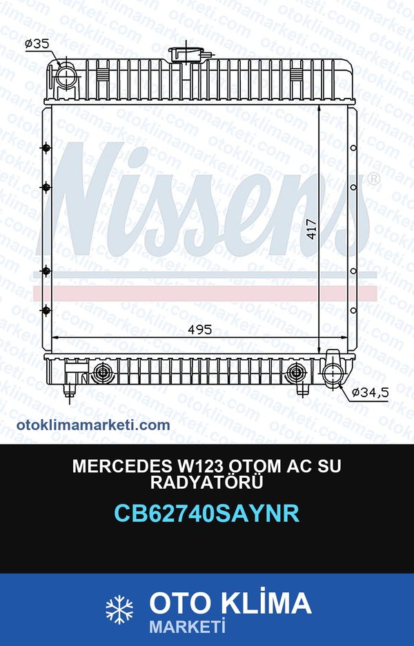 Mercedes W123 Otom AC Su Radyatörü — SU RADYATÖRÜ — UNICORE marka — Uyumlu: MERCEDES BENZ
