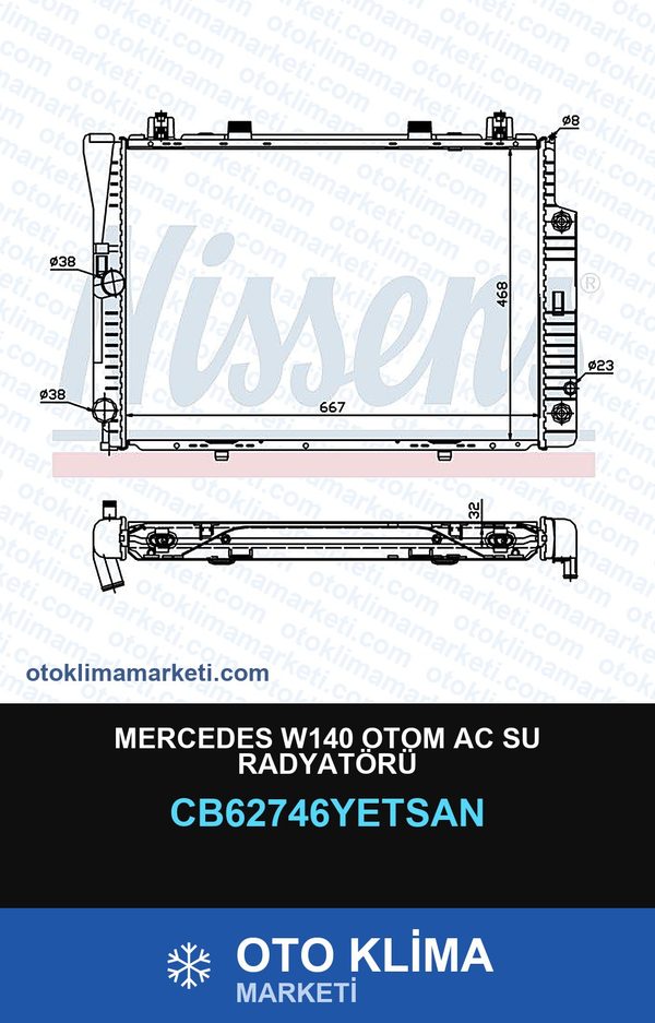 Mercedes W140 Otom AC Su Radyatörü — SU RADYATÖRÜ — YETSAN marka — Uyumlu: MERCEDES BENZ