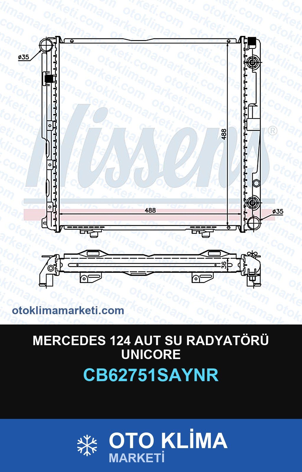 Mercedes 124 Aut Su Radyatörü Unicore — SU RADYATÖRÜ — UNICORE marka — Uyumlu: MERCEDES BENZ